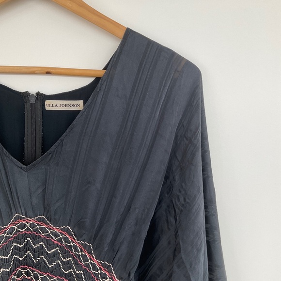 Ulla Johnson Odette Smocked Silk Midnight Mini Dress - Picture 8 of 12